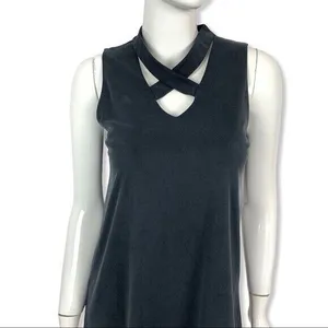 Altar'd State Womens Gray Sleeveless Criss Cross Choker Fit & Flare Dress Medium thumbnail 2