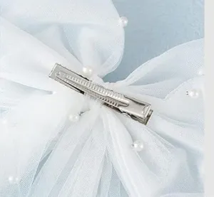 White Pearl Bow Clip thumbnail 2
