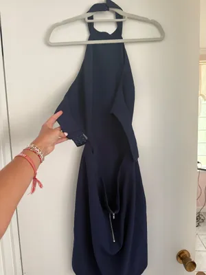 Revolve Dress Navy Short halter neck thumbnail 5