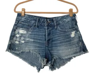 Abercrombie & Fitch Distressed Cut Off Jean Denim Shorts Womens 28 Blue thumbnail 1