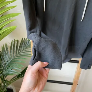 Aerie Offline Black Hooded Pullover with Drawstrings and Thumbholes thumbnail 2