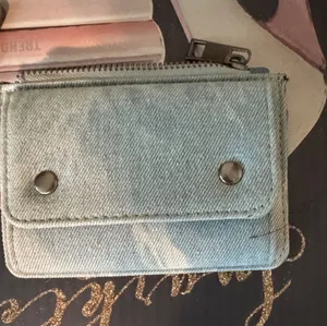 Light Blue Denim Card Wallet with Snap Closure thumbnail 1