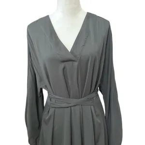 H&M Black Tie Belt Long Sleeve Neck Mini Dress Minimalist Style XS NWOT Office thumbnail 3