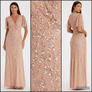 Mac Duggal 35109 Pink Embellished Flutter Sleeve Gown Dress MOB $698 thumbnail 2