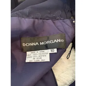 Donna Morgan Navy Blue Formal Maxi Dress Sz 10 Sheer Neckline thumbnail 9