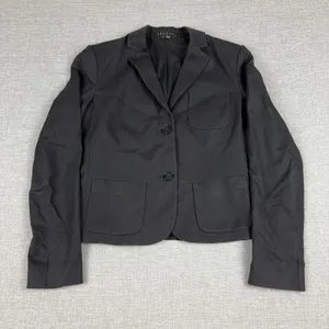 Theory Blazer Womens 2 Black Cotton Stretch Two Button Short Lined Jacket thumbnail 1