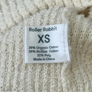 Roller Rabbit Organic Cotton‎ Blend Oversized Rocio Collared Sweater Cream Beige thumbnail 10