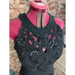 formal dress prom beaded black cutout neckline thumbnail 4