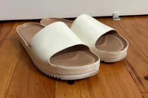 UGG Women’s Cream Slide Sandals with Soft Footbed thumbnail 1