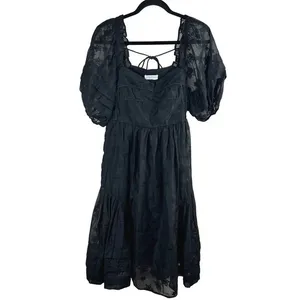 Hofmann‎ Copenhagen Isabella Black Floral Organza Puff Sleeve Dress 40 A/B Cup thumbnail 4