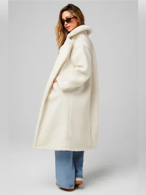 Fabletics Cream Teddy Longline Coat thumbnail 2