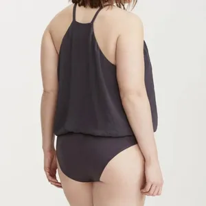 Torrid Dark Grey Blouson Halter Bodysuit Plus Size 2 Layered Snap‎ Sleeveless thumbnail 2
