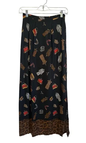 Vintage 90s Black Funky Wacky Weird Fashion MIDI Skirt Animal Print size 4 thumbnail 1