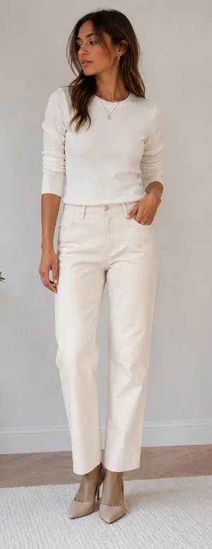 ARITZIA | Wilfred Melina Faux Leather Cream High-Waist Straight Leg Pants - 6 thumbnail 1
