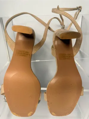 Lulu's Tan Bow Ankle-Strap Sandals with Rhinestone Accent thumbnail 3