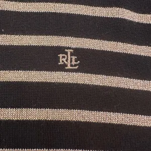 Lauren Ralph Lauren Black Gold Metallic‎ Striped Turtleneck Sweater Womens Sz S thumbnail 4