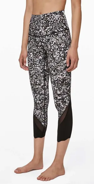 Lululemon Wunder Under Crop Roll Down Scallop Luxtreme 24" Floral Spritz Size 6 thumbnail 1