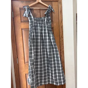 MAEVE Square Neck Tie Strap Midi Dress in Plaid Size Large thumbnail 6