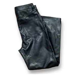 Abercrombie Vegan Leather Ankle Straight Leg Ultra High Rise Pants Black‎ Edgy thumbnail 8