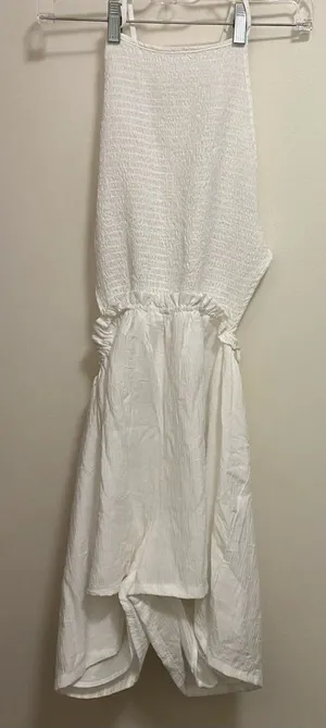 HYFVE Anthropolgie Womens White Halter Top Backless Romper L Large Beach Resort thumbnail 1