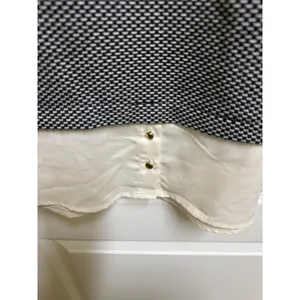 Ann Taylor Top‎ Womens S Navy White Layered Collared Mixed Media Blouse thumbnail 5