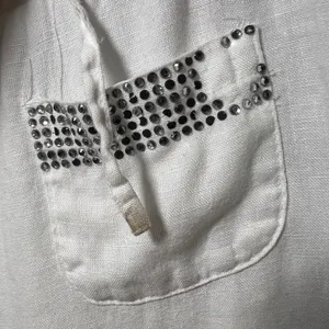 Style & Co White 100% Linen‎ Wide Leg Rhinestone Pants Size S Flawed thumbnail 6
