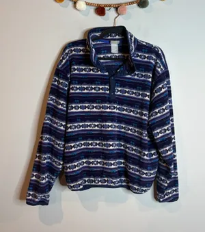Vtg L.L. Bean patterned fleece pullover thumbnail 1