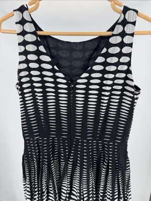 Talbots Black and White Polka Dot knee length Dress 8 cotton career party event thumbnail 4
