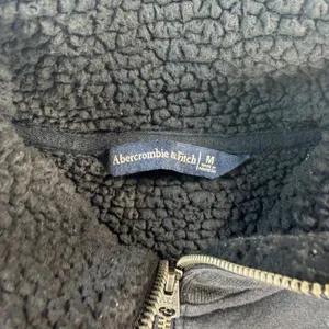Y2k Abercrombie & Fitch Womens Black Sherpa Lined Quarter Zip Medium thumbnail 4