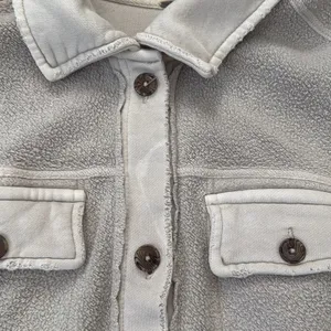 Free People Ruby Light Gray Cozy Fleece Button Up Classic Preppy Boho Shacket thumbnail 6
