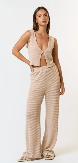 Cozy Waffle Knit Crop Tank & Pant Set thumbnail 1