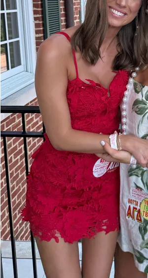 Revolve Red lace spaghetti strap mini dress thumbnail 3