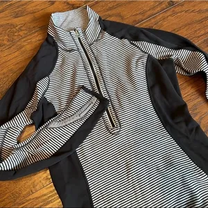 Black and White Stripe Zip U-Turn Lululemon Quarter Zip thumbnail 2