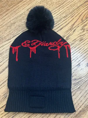 ED HARDY UNISEX Graphic Red Logo And Tiger Knit Pom Pom Beanie NWOT Size OS thumbnail 4