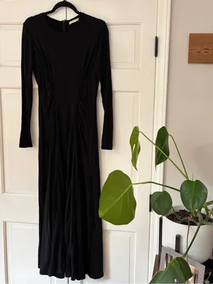 Ulla Johnson Ceryse Dress Noir Black Long Sleeve Ruched Waist‎ Maxi Size Large thumbnail 4