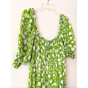 Faithfull the Brand Olinda Green Ivy Floral Puff Sleeve Maxi Dress Size 4 Small thumbnail 2