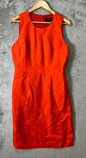 J.Crew Structured Linen Blend Sheath Dress Orange Minimalist Quiet Luxury 10 New thumbnail 1