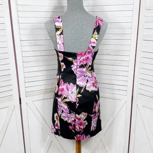 Cache Abstract Floral Cage Front Sleeveless Sheath Dress Black‎ Pink 12 thumbnail 4