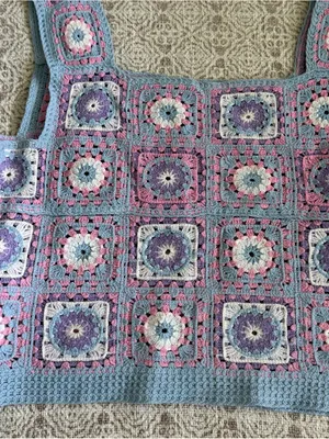 Staccato Pastel Granny Square Crochet Tank Top thumbnail 2
