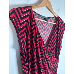 Lauren‎ Ralph Lauren Faux Wrap Dress Women M Pink Chevron Mod thumbnail 4