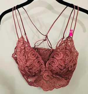 VICTORIA'S SECRET PINK Sz Large Lace Bralet Dusty Rose New With Tags thumbnail 1