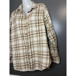 Gap Big Shirt Flannel Shirt Women's Small Yellow Plaid Button Front Casual y2k thumbnail 3