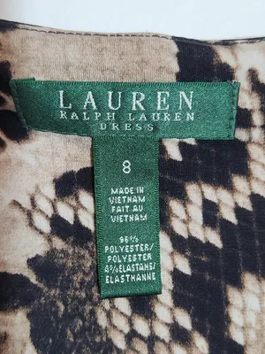 Lauren Ralph Lauren Black and Tan Snakeskin Print Faux Wrap Dress Size 8 thumbnail 10