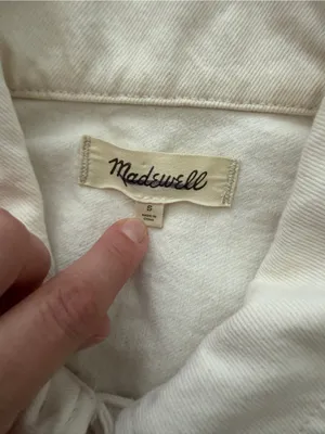 Madewell The Trucker Jean Jacket Size S White Vintage Canvas thumbnail 5