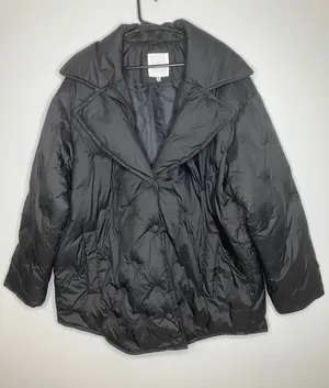 Avec Les Filles Puffer Jacket Women 2XL Black Good Quilted Oversized Lapel 69802 thumbnail 1