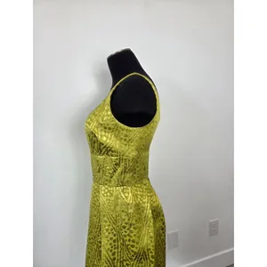 Antonio Melani Lime Green Gold Metallic Dress Midi Cocktail Evening Formal 4 thumbnail 10