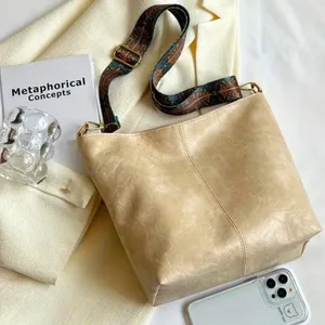 PU Leather Crossbody Shoulder Bag - Beige thumbnail 2