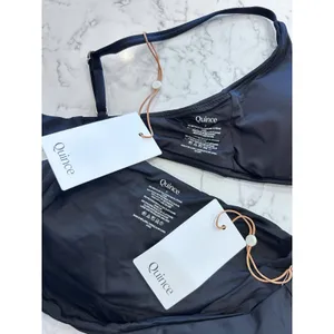 NWT Quince Black Italian Scoop Neck Bikini Top & High Rise Bottoms Set Small thumbnail 3