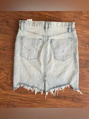 HUDSON Denim Jean Skirt Raw Hem Light Blue Boho Festival Concert Size 25 thumbnail 2