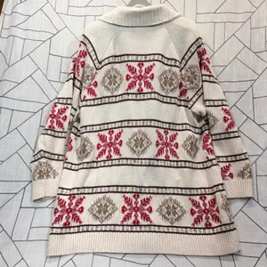 Lands End Cardigan‎ Sweater XL Cream Snowflake Fair Isle Drifter Shawl Collar thumbnail 2